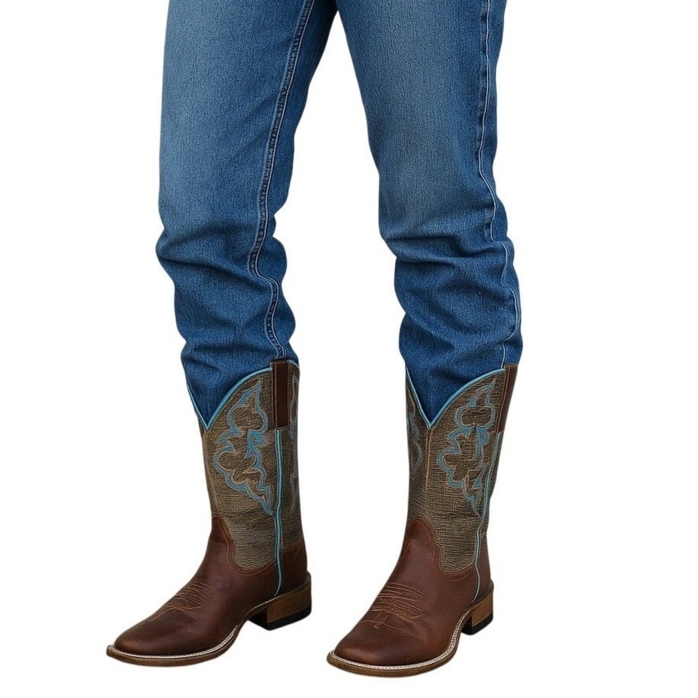 Macie Bean M9089 Women's Cowboy Boots 6.5M Brown Leather SQ Toe Western Mexico